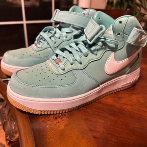 Nike Air Force 1 High Top Teal Sneakers - M Size 9
